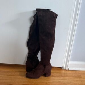 Chocolate Brown Over-the-Knee Suede Boots